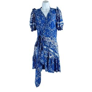 Feather & Find Dress Sultana Wrap Blue Women's Medium Boho Resort Beach Casual